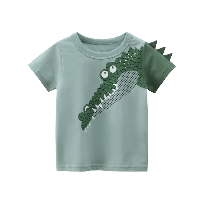 2-9Y Summer Baby Boys Short Sleeve T-shirt Children Kids Cotton Cartoon Tops Little Boys Tees