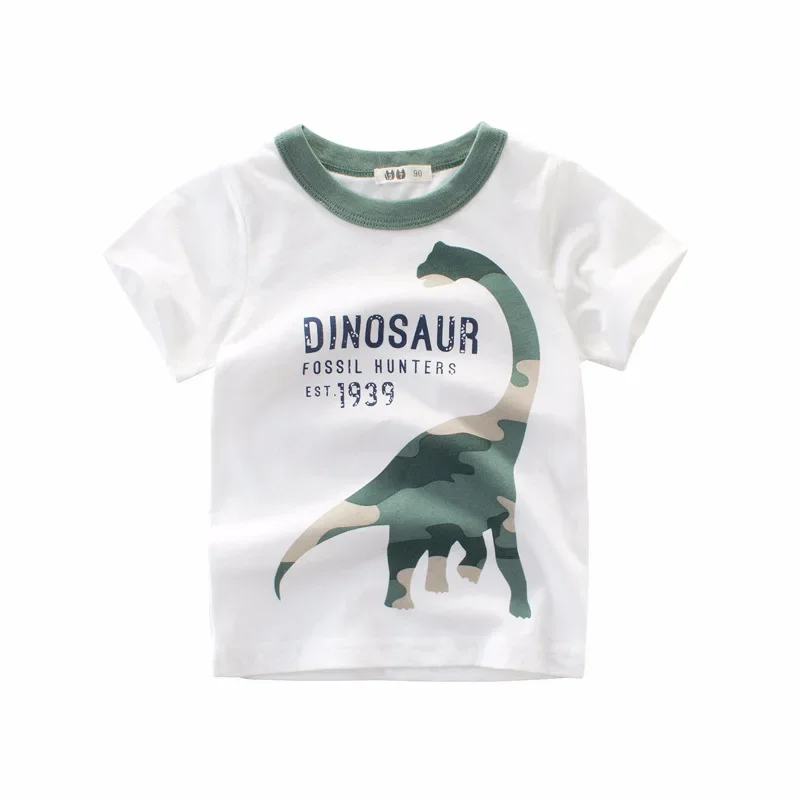 2-9Y Summer Baby Boys Short Sleeve T-shirt Children Kids Cotton Cartoon Tops Little Boys Tees