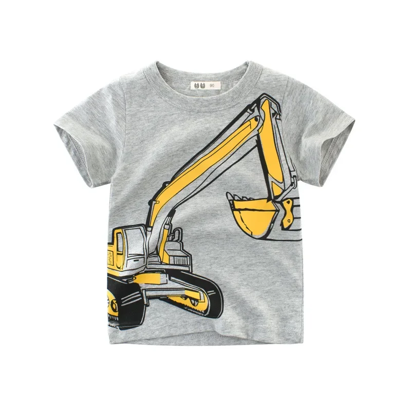 2-9Y Summer Baby Boys Short Sleeve T-shirt Children Kids Cotton Cartoon Tops Little Boys Tees
