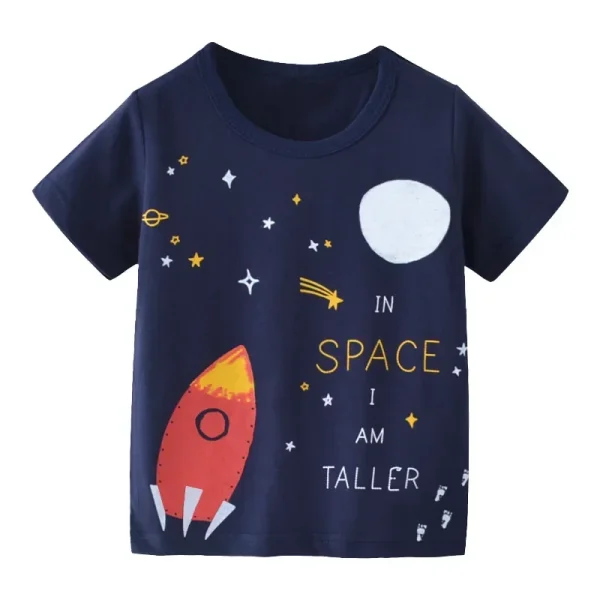 2-9Y Summer Baby Boys Short Sleeve T-shirt Children Kids Cotton Cartoon Tops Little Boys Tees - Image 2