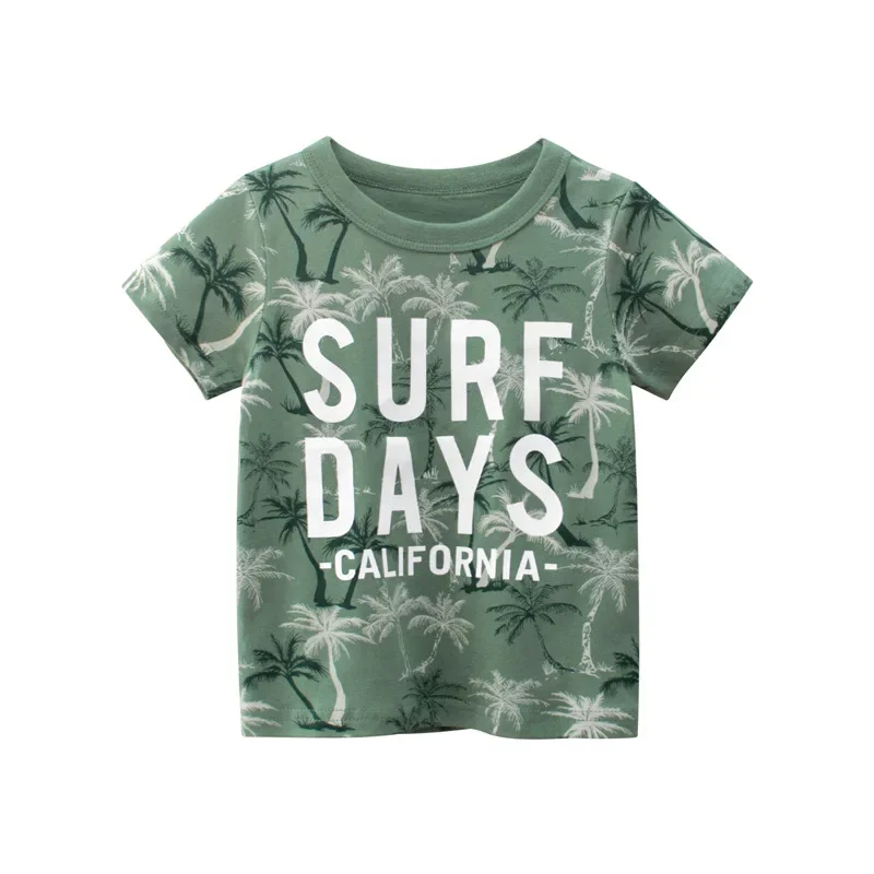 2-9Y Summer Baby Boys Short Sleeve T-shirt Children Kids Cotton Cartoon Tops Little Boys Tees