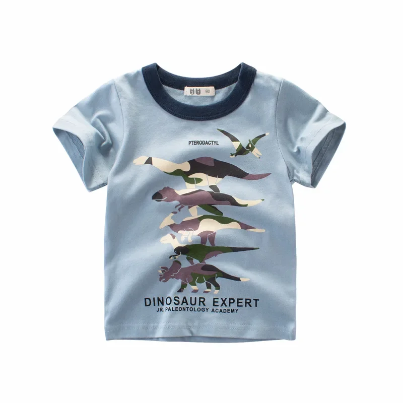 2-9Y Summer Baby Boys Short Sleeve T-shirt Children Kids Cotton Cartoon Tops Little Boys Tees