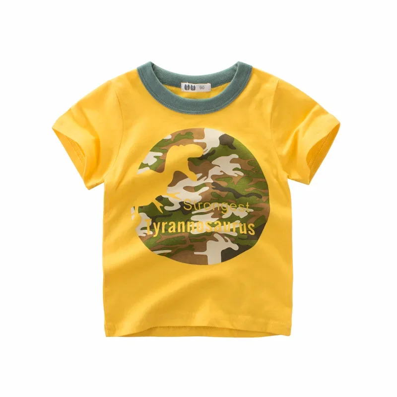 2-9Y Summer Baby Boys Short Sleeve T-shirt Children Kids Cotton Cartoon Tops Little Boys Tees