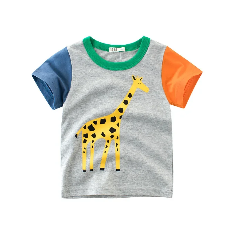 2-9Y Summer Baby Boys Short Sleeve T-shirt Children Kids Cotton Cartoon Tops Little Boys Tees