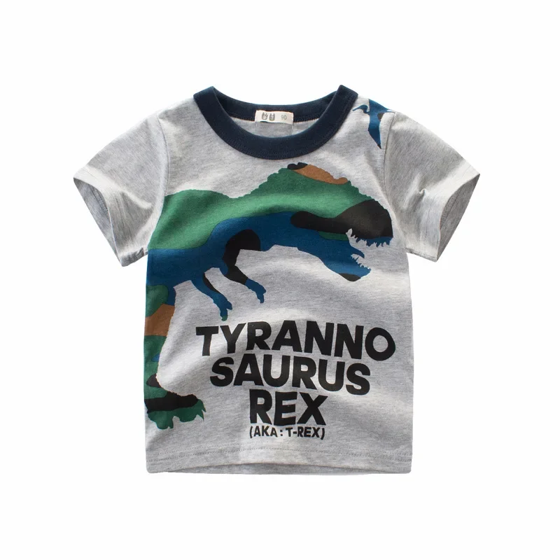2-9Y Summer Baby Boys Short Sleeve T-shirt Children Kids Cotton Cartoon Tops Little Boys Tees
