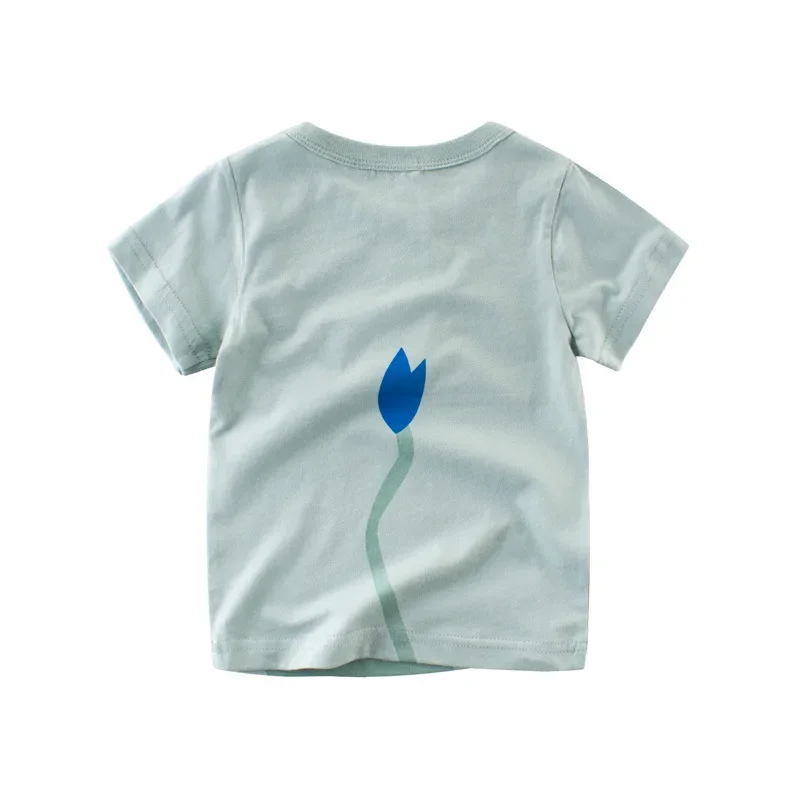 2-9Y Summer Baby Boys Short Sleeve T-shirt Children Kids Cotton Cartoon Tops Little Boys Tees