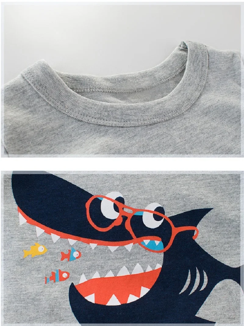 2-9Y Summer Baby Boys Short Sleeve T-shirt Children Kids Cotton Cartoon Tops Little Boys Tees