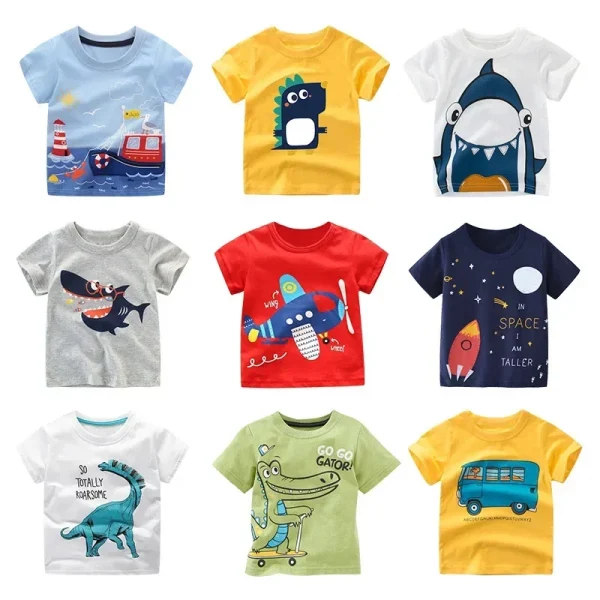 2-9Y Summer Baby Boys Short Sleeve T-shirt Children Kids Cotton Cartoon Tops Little Boys Tees - Image 3