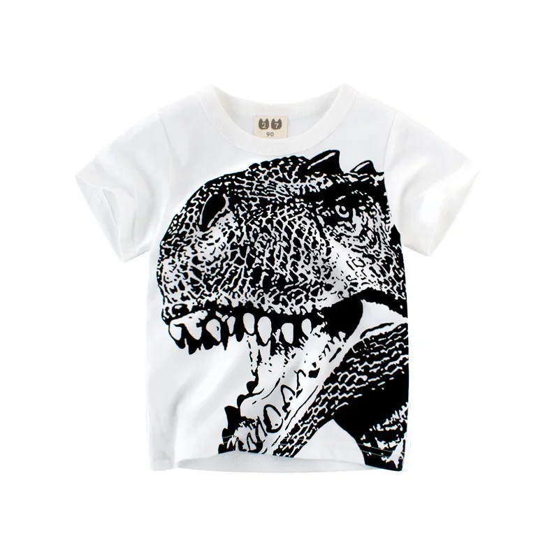 2-9Y Summer Baby Boys Short Sleeve T-shirt Children Kids Cotton Cartoon Tops Little Boys Tees