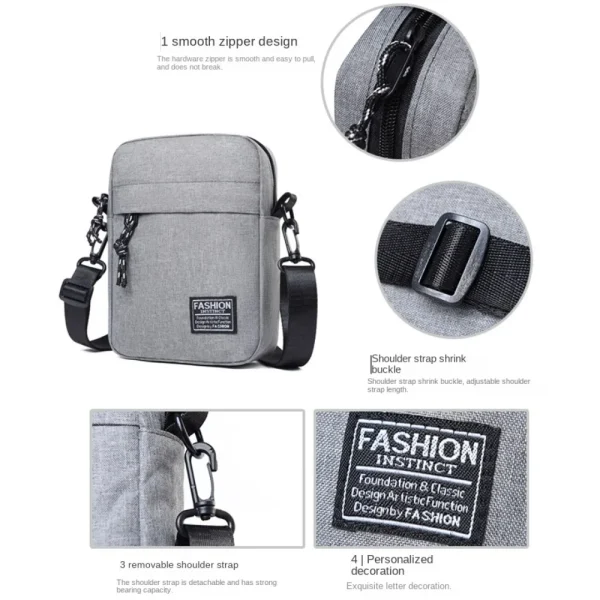 Mini Nylon Shoulder Bag Men Solid Color Crossbody Bag Casual and Fashionable Retro Bag Business Crossbody Bags for Men Hand Bag - Image 5