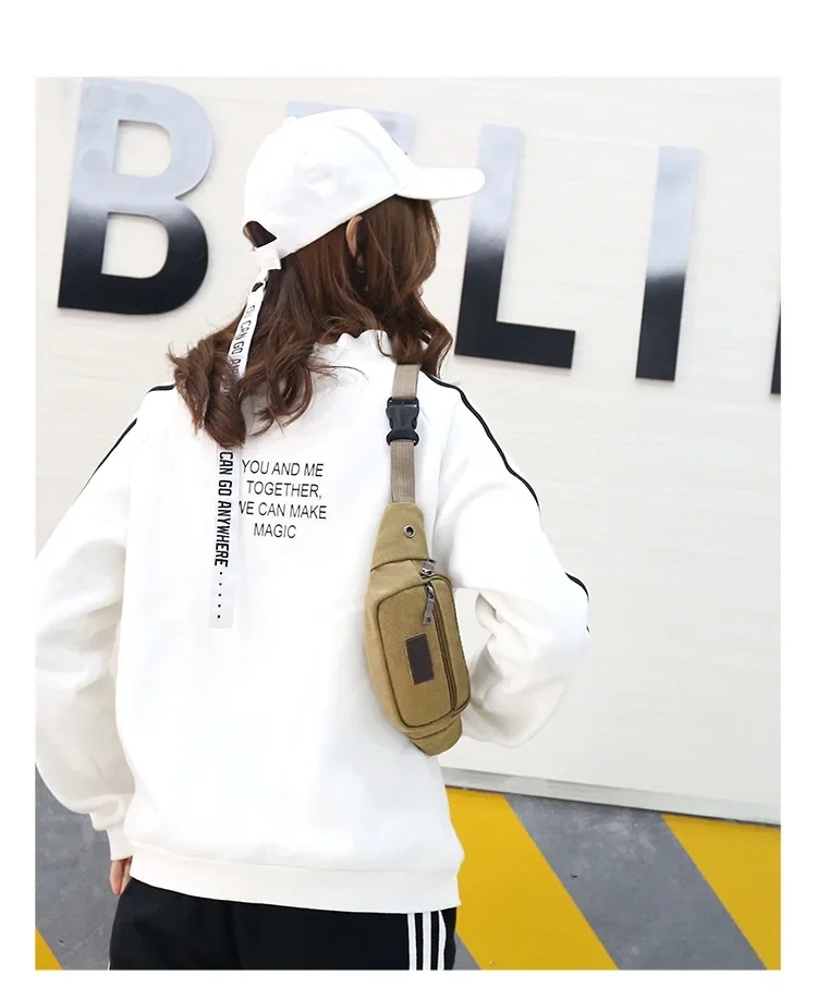 New Sports Waist Packs Casual Canvas Hidden Anti-theft Chest Bags Body Running for Men Women Tourist Cycle Crossbody Bag Pocket