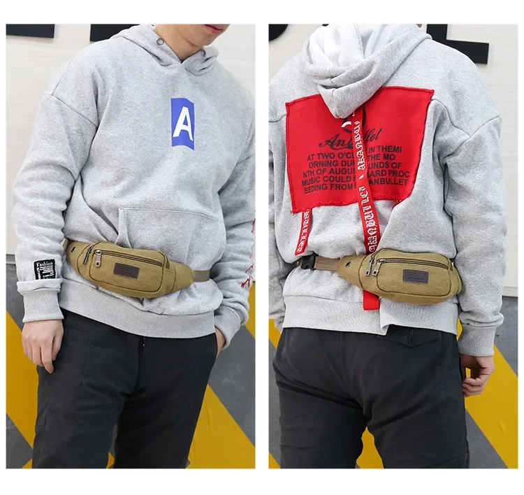 New Sports Waist Packs Casual Canvas Hidden Anti-theft Chest Bags Body Running for Men Women Tourist Cycle Crossbody Bag Pocket