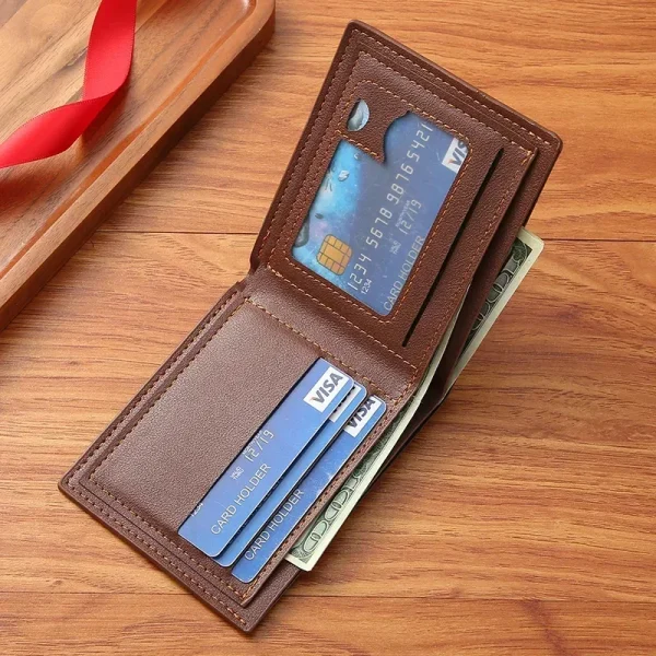 Men Purse Black Coin Wallet Male Business ID Cards Holder PU Leather Multiple Slot Casual Large Capacity Dollar Coin Money Bags - Image 4