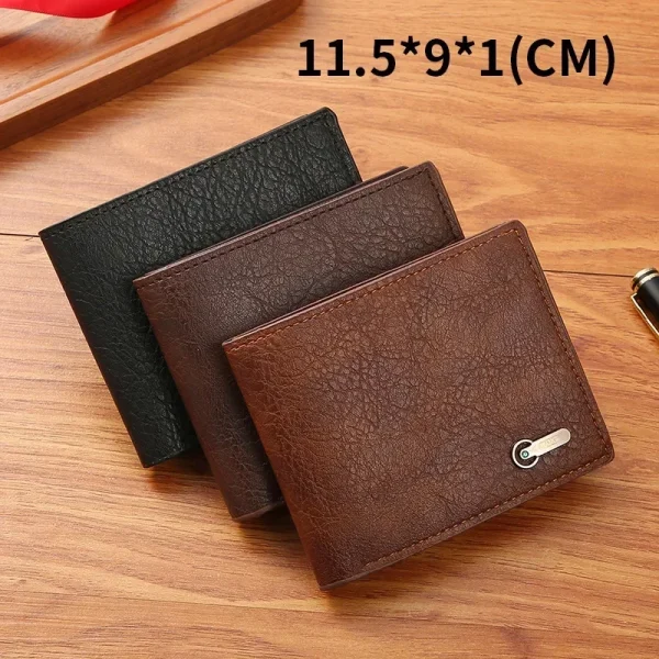 Men Purse Black Coin Wallet Male Business ID Cards Holder PU Leather Multiple Slot Casual Large Capacity Dollar Coin Money Bags - Image 2