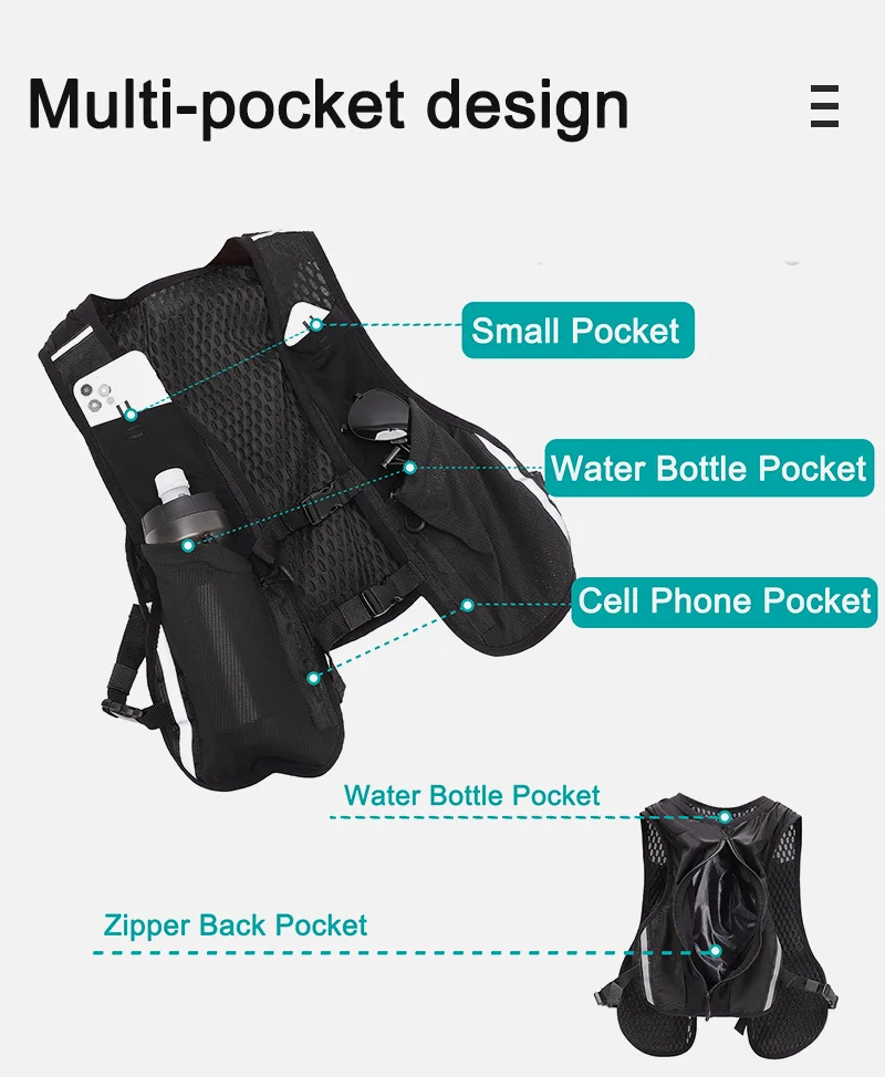 TINYAT Reflective Multi-function Vest Bag for Men Women Sports Chest Bag Hip Hop Street Cloth Bag Hiking Cycling Accessories TINYAT Reflective Multi-function Vest Bag for Men Women Sports Chest Bag Hip Hop Street Cloth Bag Hiking Cycling Accessories