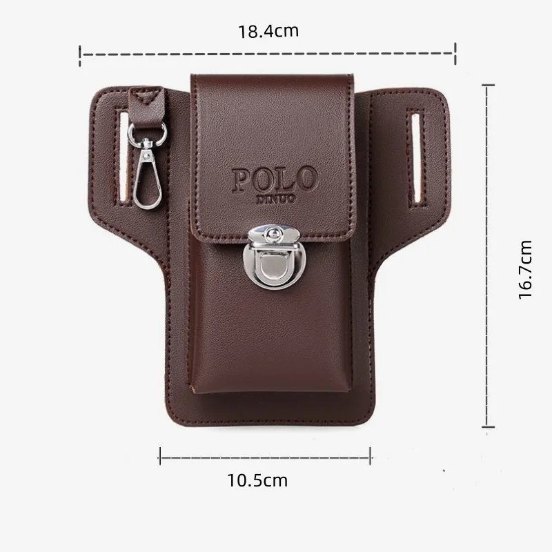 2024 Fashion New Men's Belt Leather Case Vertical Multifunctional Portable Phone Waistpack Card Bag Can Be Keyed Pu Leather Gift
