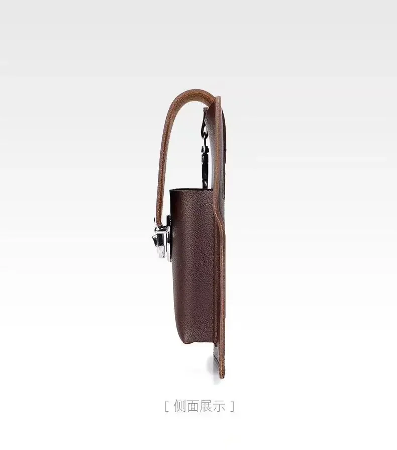 2024 Fashion New Men's Belt Leather Case Vertical Multifunctional Portable Phone Waistpack Card Bag Can Be Keyed Pu Leather Gift
