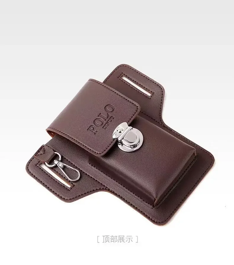 2024 Fashion New Men's Belt Leather Case Vertical Multifunctional Portable Phone Waistpack Card Bag Can Be Keyed Pu Leather Gift