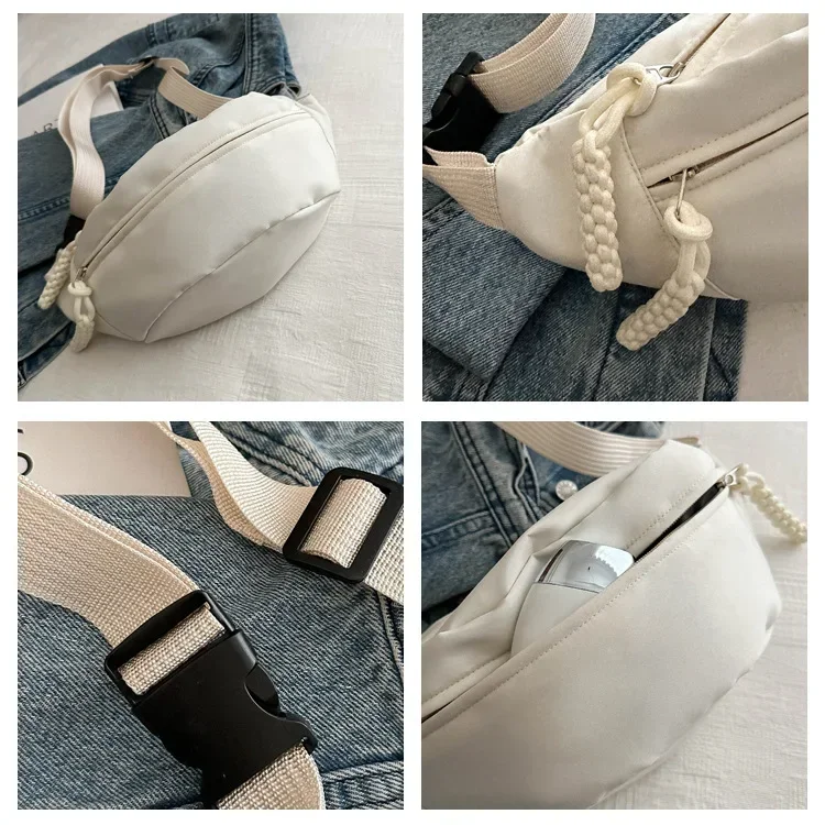 Chest Banana Bag for Women Sling Crossbody Waist Pack Canvas Running Waist Bag Casual Fanny Packs Sport Half Moon Belt Bag