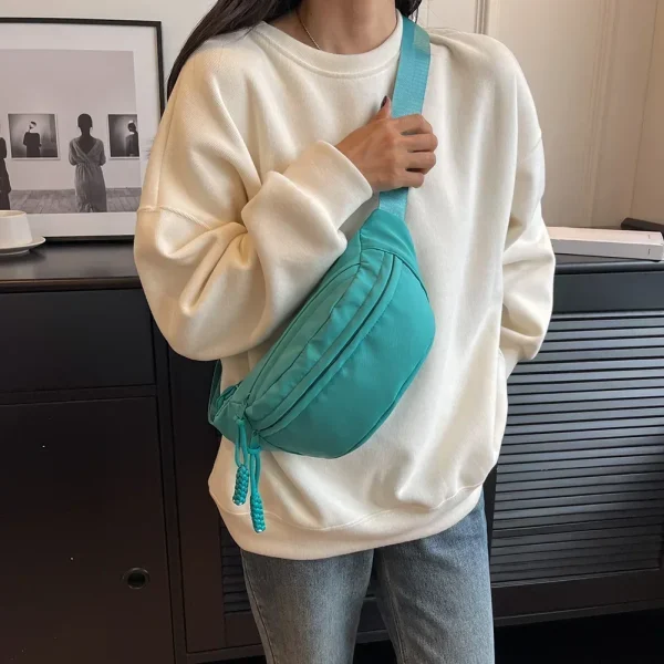 Chest Banana Bag for Women Sling Crossbody Waist Pack Canvas Running Waist Bag Casual Fanny Packs Sport Half Moon Belt Bag - Image 3