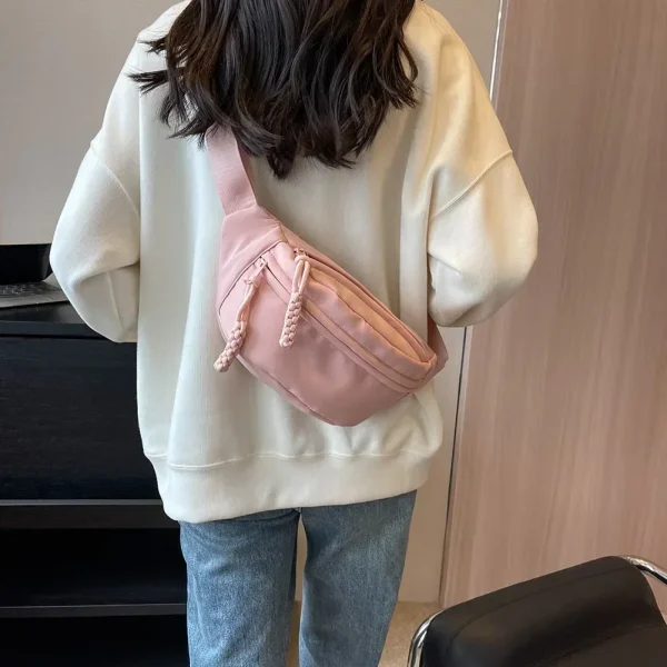 Chest Banana Bag for Women Sling Crossbody Waist Pack Canvas Running Waist Bag Casual Fanny Packs Sport Half Moon Belt Bag - Image 2