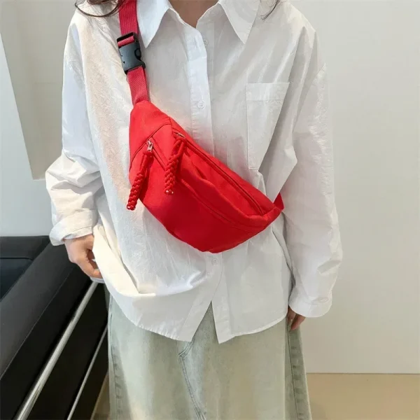 Chest Banana Bag for Women Sling Crossbody Waist Pack Canvas Running Waist Bag Casual Fanny Packs Sport Half Moon Belt Bag - Image 4