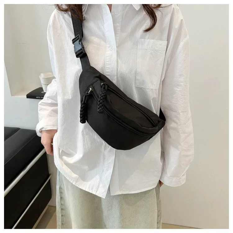 Chest Banana Bag for Women Sling Crossbody Waist Pack Canvas Running Waist Bag Casual Fanny Packs Sport Half Moon Belt Bag