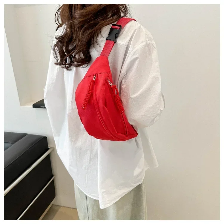 Chest Banana Bag for Women Sling Crossbody Waist Pack Canvas Running Waist Bag Casual Fanny Packs Sport Half Moon Belt Bag