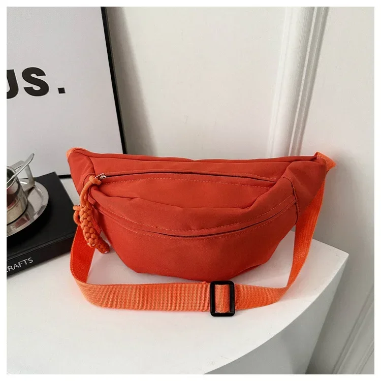 Chest Banana Bag for Women Sling Crossbody Waist Pack Canvas Running Waist Bag Casual Fanny Packs Sport Half Moon Belt Bag