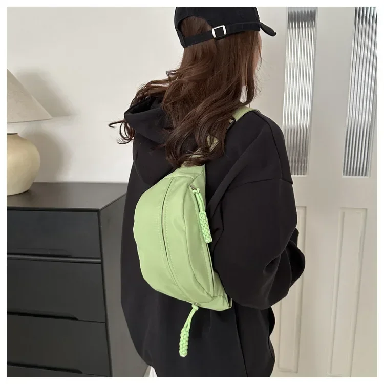 Chest Banana Bag for Women Sling Crossbody Waist Pack Canvas Running Waist Bag Casual Fanny Packs Sport Half Moon Belt Bag
