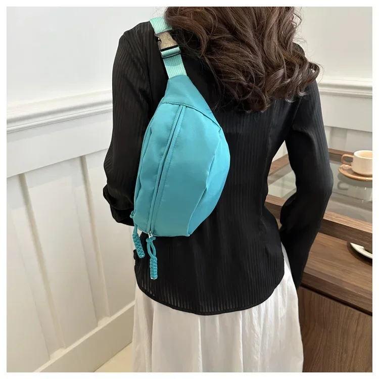 Chest Banana Bag for Women Sling Crossbody Waist Pack Canvas Running Waist Bag Casual Fanny Packs Sport Half Moon Belt Bag