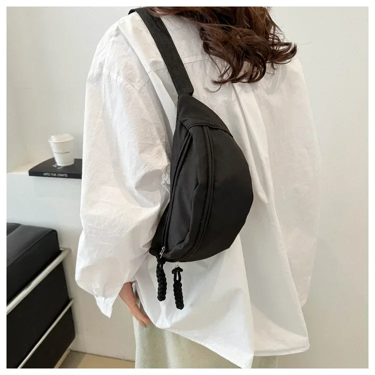 Chest Banana Bag for Women Sling Crossbody Waist Pack Canvas Running Waist Bag Casual Fanny Packs Sport Half Moon Belt Bag