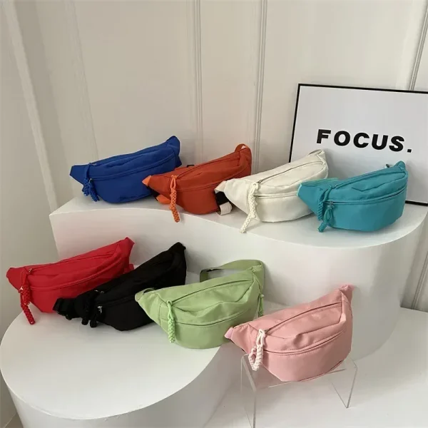Chest Banana Bag for Women Sling Crossbody Waist Pack Canvas Running Waist Bag Casual Fanny Packs Sport Half Moon Belt Bag - Image 5