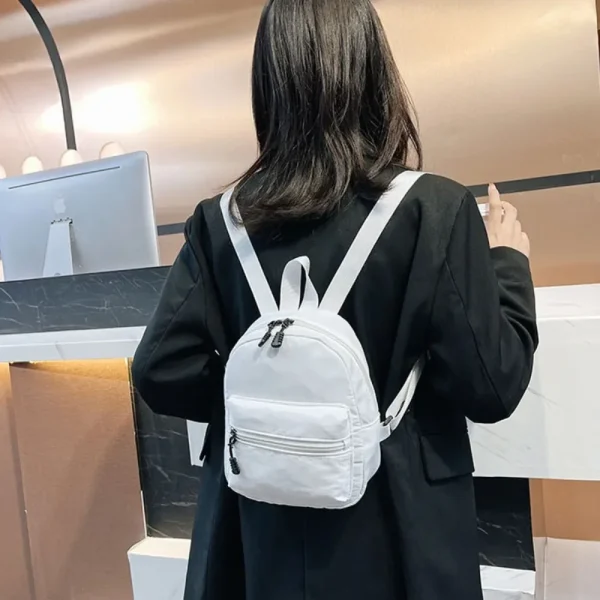 Women's Mini Backpack - Trendy Nylon Small Rucksack for Teen Girls, Lightweight School Bag Casual Daypack White - Image 2