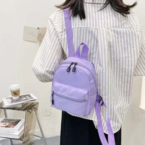 Women's Mini Backpack - Trendy Nylon Small Rucksack for Teen Girls, Lightweight School Bag Casual Daypack White - Image 6