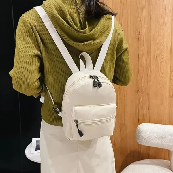 Women's Mini Backpack - Trendy Nylon Small Rucksack for Teen Girls, Lightweight School Bag Casual Daypack White - Image 3