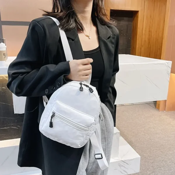 Women's Mini Backpack - Trendy Nylon Small Rucksack for Teen Girls, Lightweight School Bag Casual Daypack White - Image 4