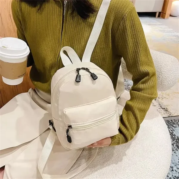 Women's Mini Backpack - Trendy Nylon Small Rucksack for Teen Girls, Lightweight School Bag Casual Daypack White - Image 5