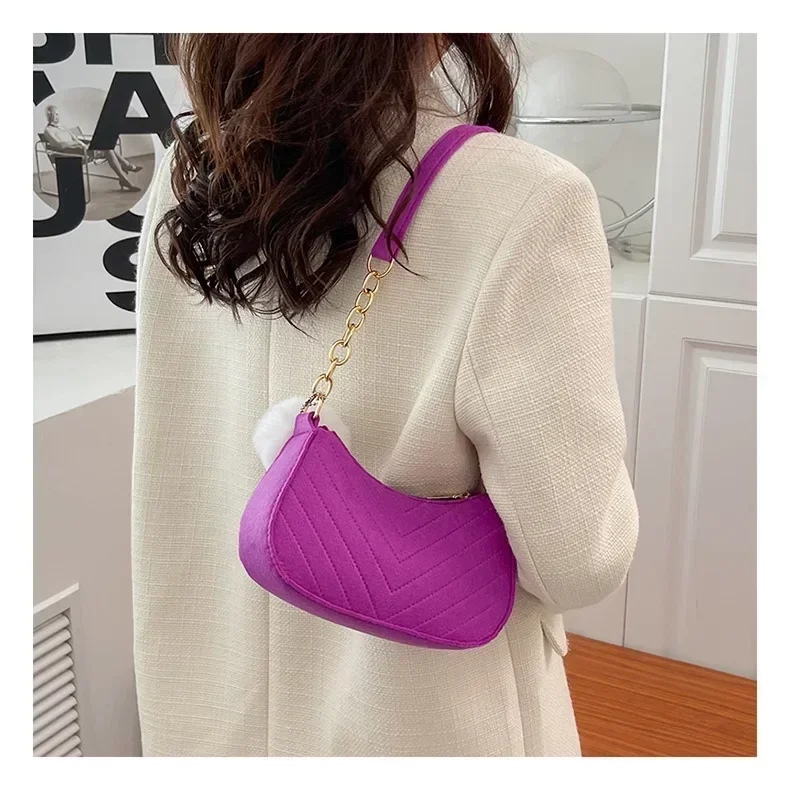 Stylish Women's Leather Tote Bag, Mini Crossbody Bag with Chain Strap, Solid Color Casual Underarm Shoulder Purse for Daily Use