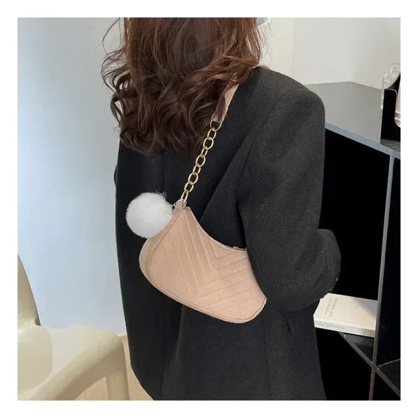 Stylish Women's Leather Tote Bag, Mini Crossbody Bag with Chain Strap, Solid Color Casual Underarm Shoulder Purse for Daily Use - Image 5