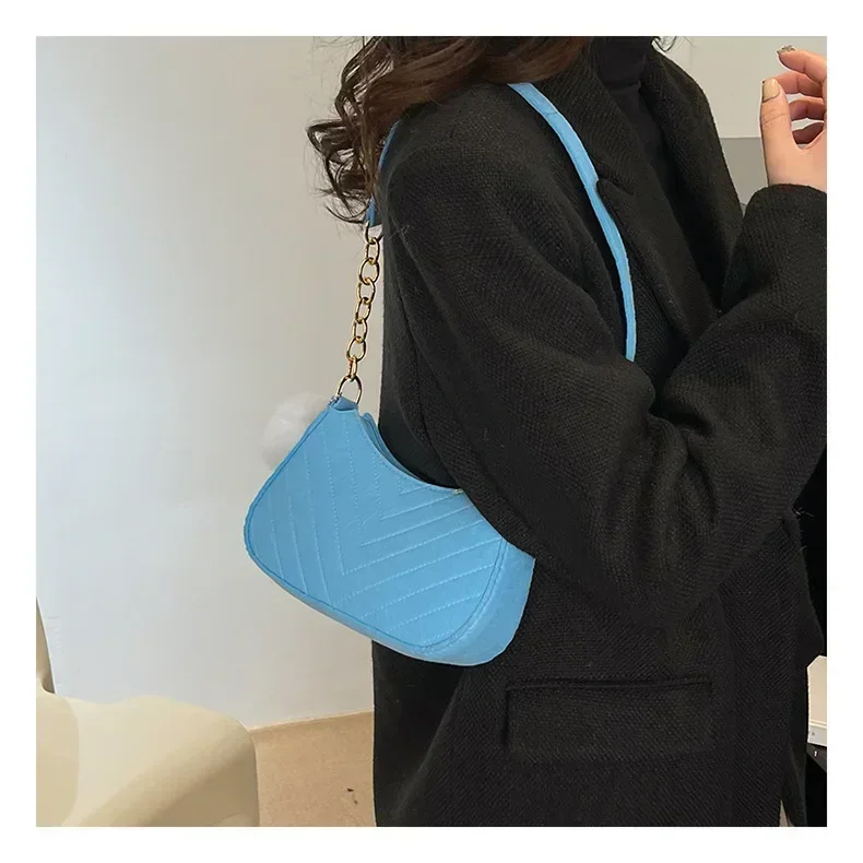 Stylish Women's Leather Tote Bag, Mini Crossbody Bag with Chain Strap, Solid Color Casual Underarm Shoulder Purse for Daily Use