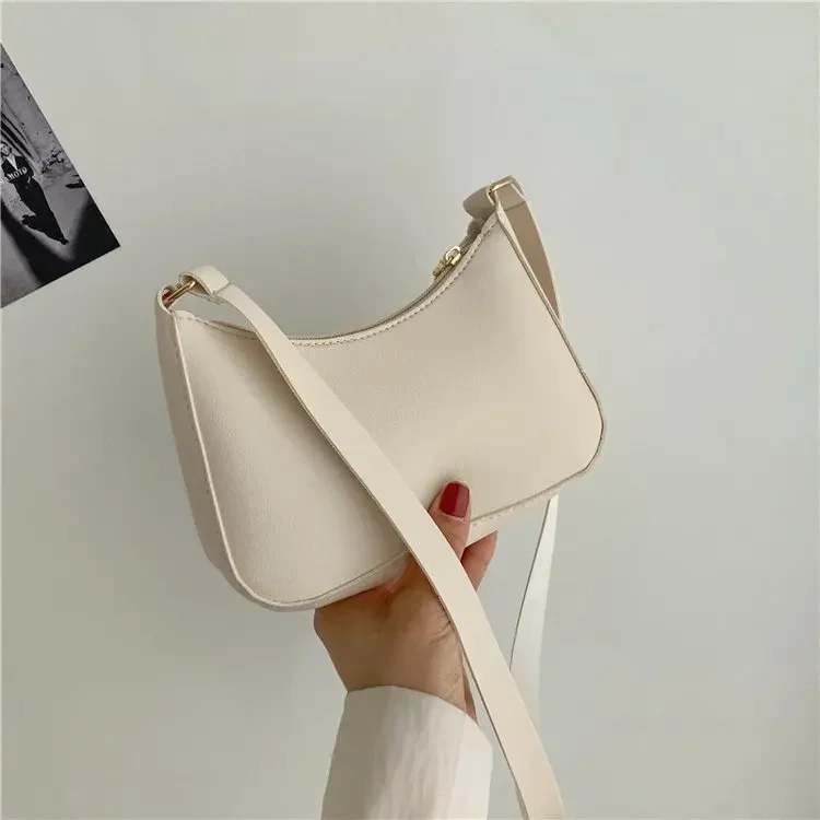 2024 New Women's Fashion Handbags Retro Solid Color PU Leather Shoulder Underarm Bag Casual Women Hobos Handbags