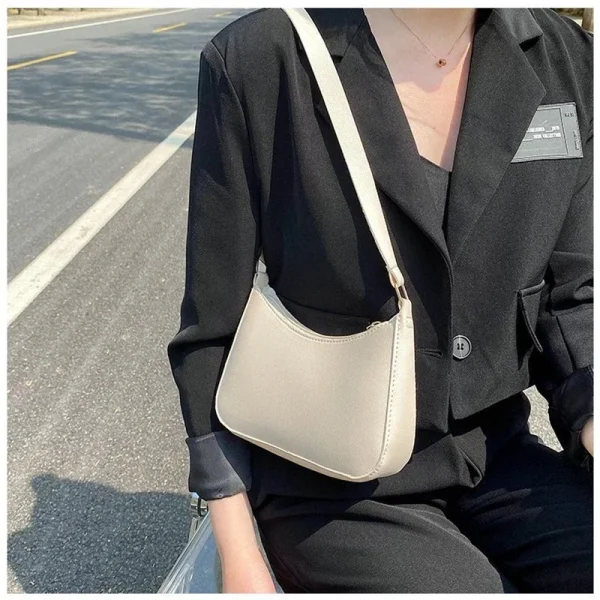 2024 New Women's Fashion Handbags Retro Solid Color PU Leather Shoulder Underarm Bag Casual Women Hobos Handbags - Image 3