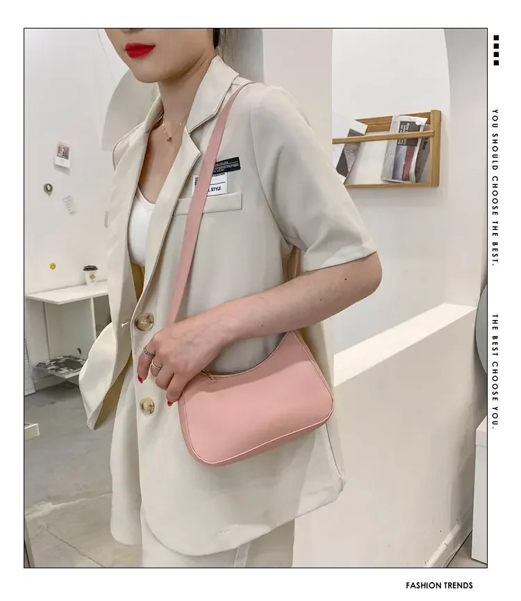 2024 New Women's Fashion Handbags Retro Solid Color PU Leather Shoulder Underarm Bag Casual Women Hobos Handbags