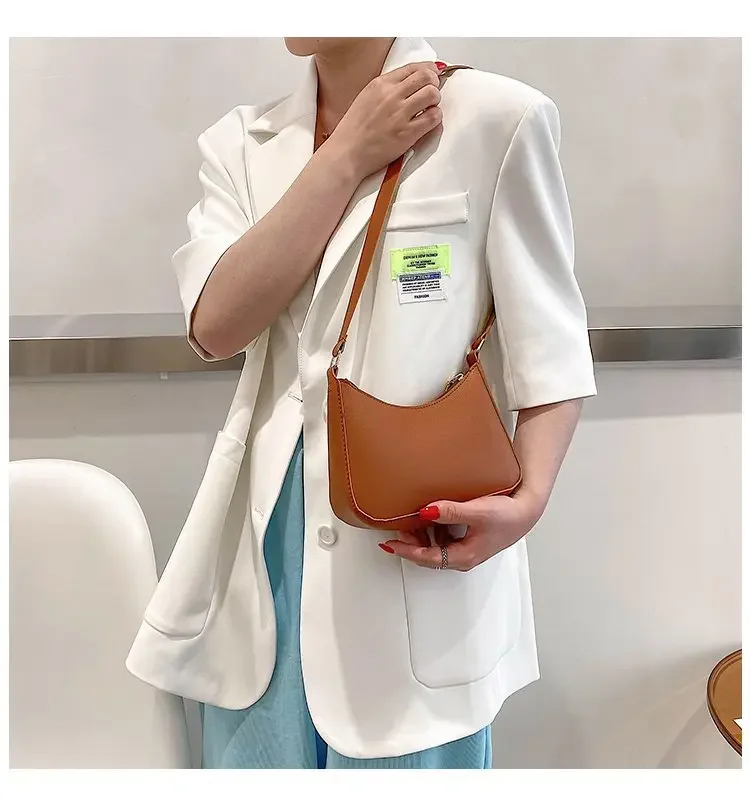 2024 New Women's Fashion Handbags Retro Solid Color PU Leather Shoulder Underarm Bag Casual Women Hobos Handbags