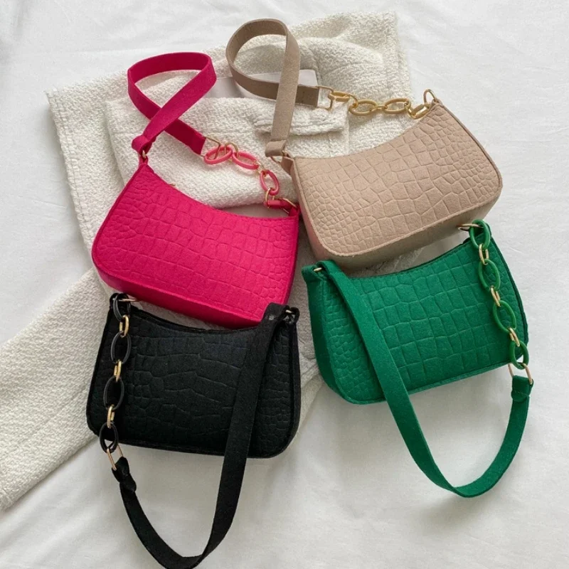 2024 New Women's Fashion Handbags Retro Solid Color PU Leather Shoulder Underarm Bag Casual Women Hobos Handbags