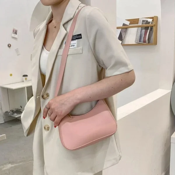 2024 New Women's Fashion Handbags Retro Solid Color PU Leather Shoulder Underarm Bag Casual Women Hobos Handbags - Image 5