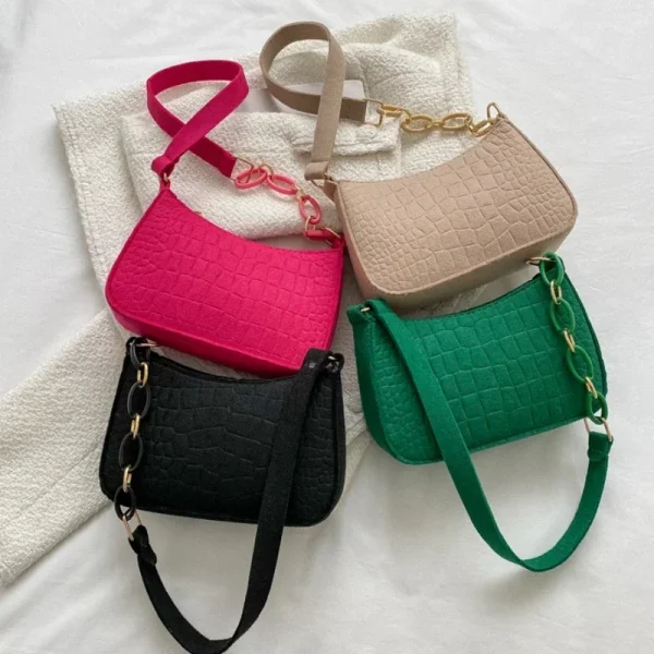 2024 New Women's Fashion Handbags Retro Solid Color PU Leather Shoulder Underarm Bag Casual Women Hobos Handbags - Image 2