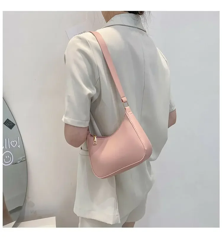 2024 New Women's Fashion Handbags Retro Solid Color PU Leather Shoulder Underarm Bag Casual Women Hobos Handbags