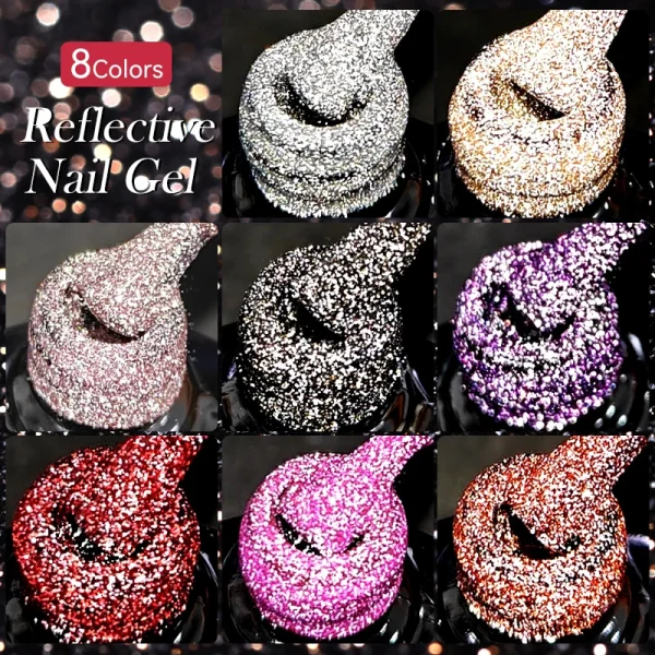 LILYCUTE 7ML Reflective Glitter Gel Nail Polish Bright Sparkling Silver Color Semi-permanent Soak Off Nail Art UV Gel Varnishes - Image 5